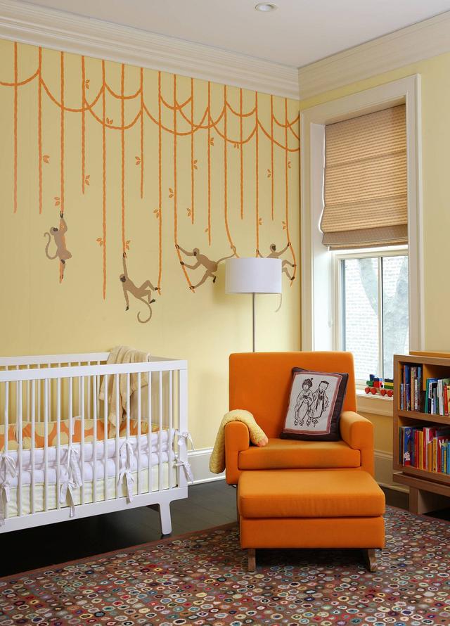 明亮温暖的育儿室 华丽的黄色背景打造柔和的空间(图3)